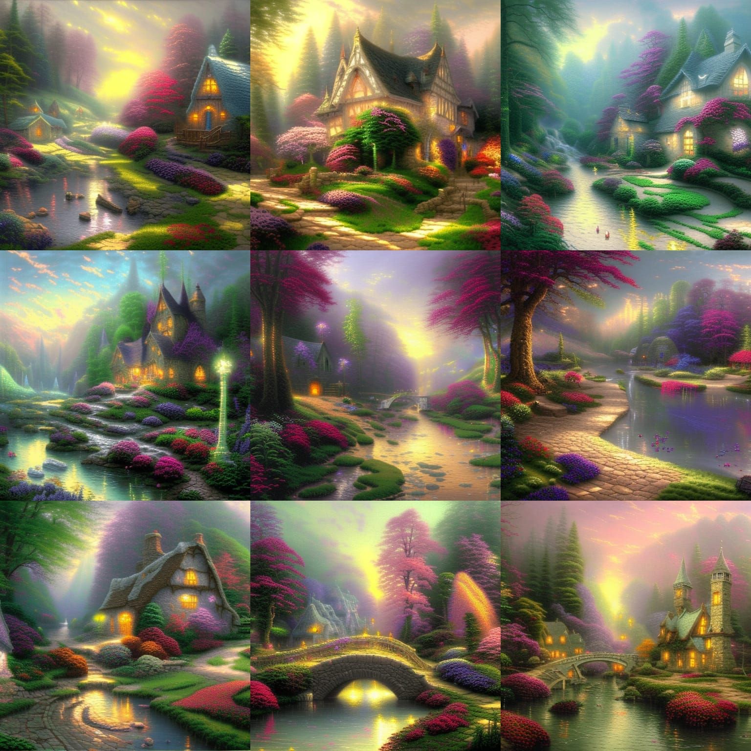 bloemenweide ethereal fantasy hyperdetailed mist Thomas Kink...
