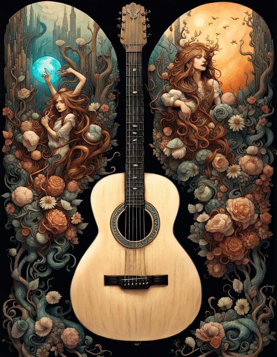 ACOUSTIC GUITAR ART 5 - AI Generated Artwork - NightCafe Creator