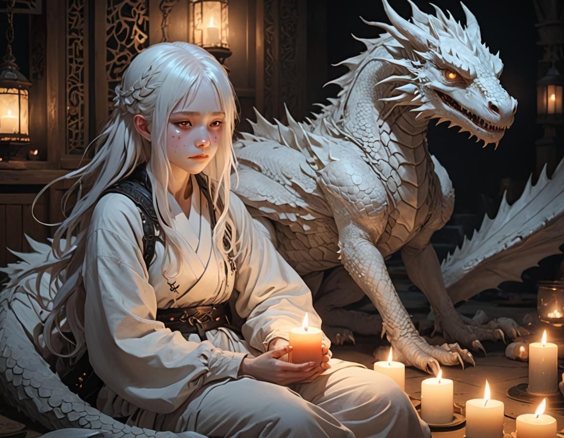 Sad girl and her dragon 🐉 II