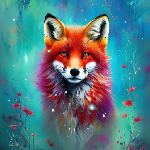 Fox with Snowflakes in Spring - AI Generated Artwork - NightCafe Creator