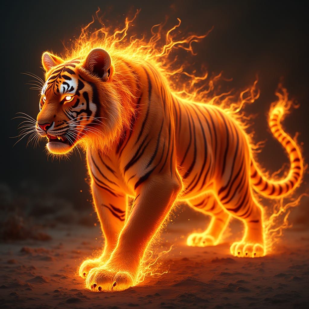 Tiger made from Fire