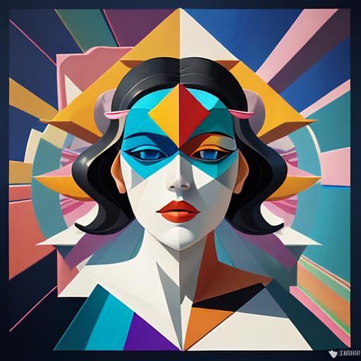 Cosmic Cubism Female Head & Neck - AI Generated Artwork - NightCafe Creator