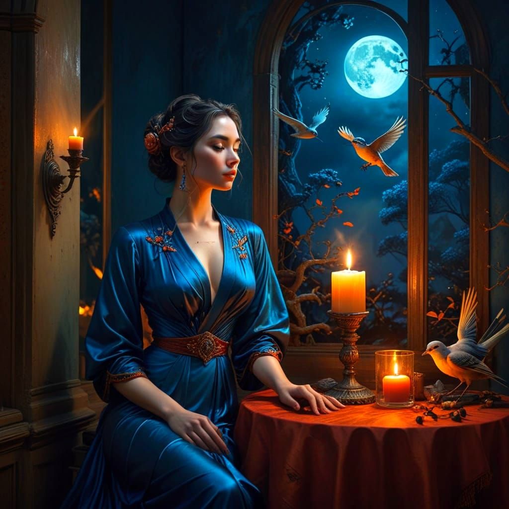 Ethereal Lady in Whimsical Medieval Dreamscape