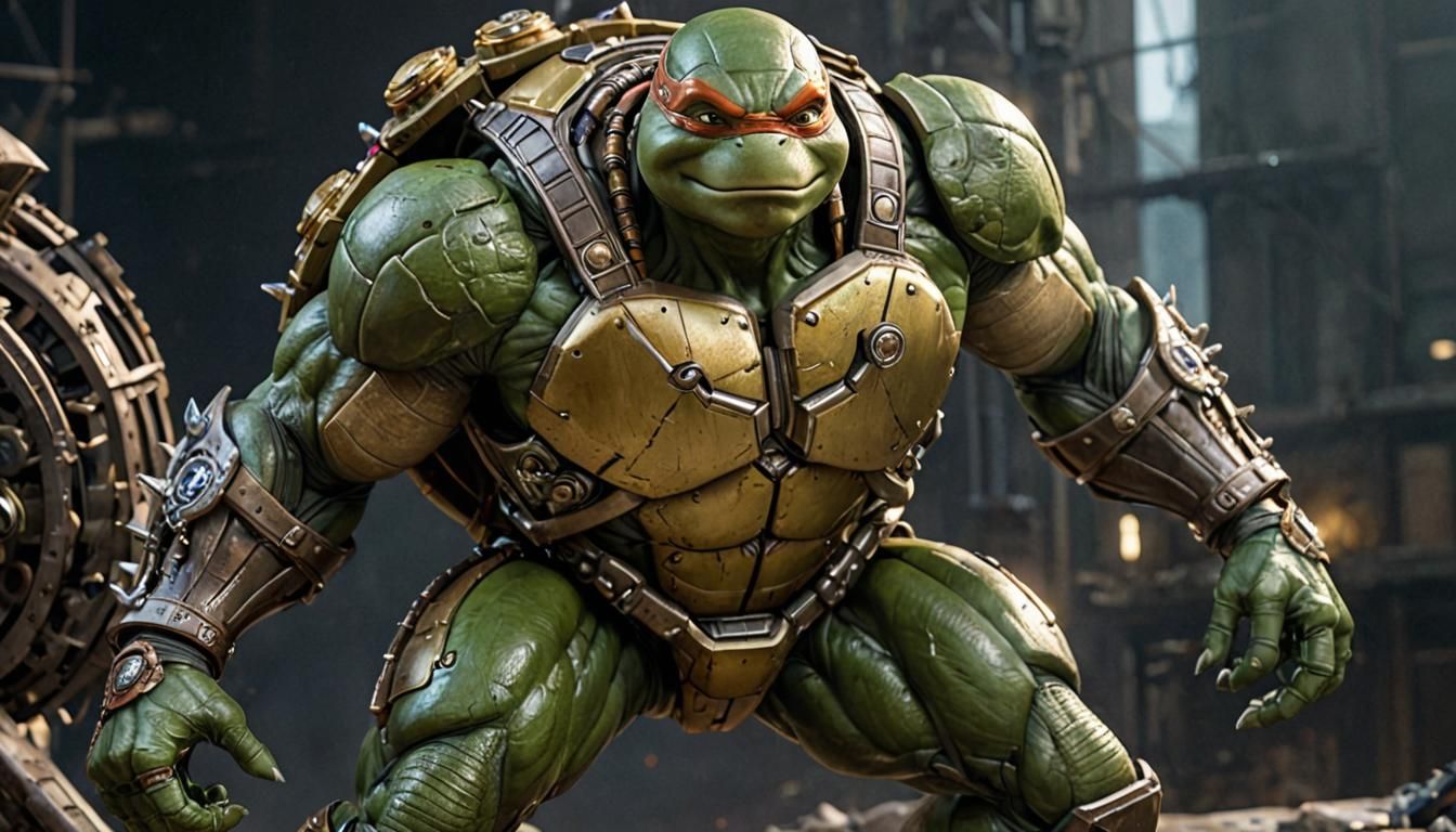 A spectacularly detailed, muscular Teenage Mutant Ninja Turt...