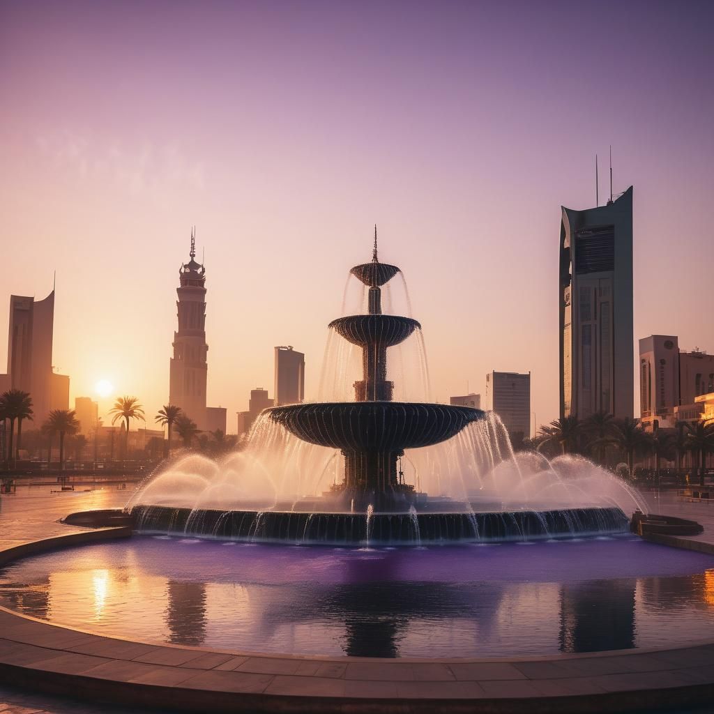 Jeddah city with The fountain at the sunset dramatic view 
