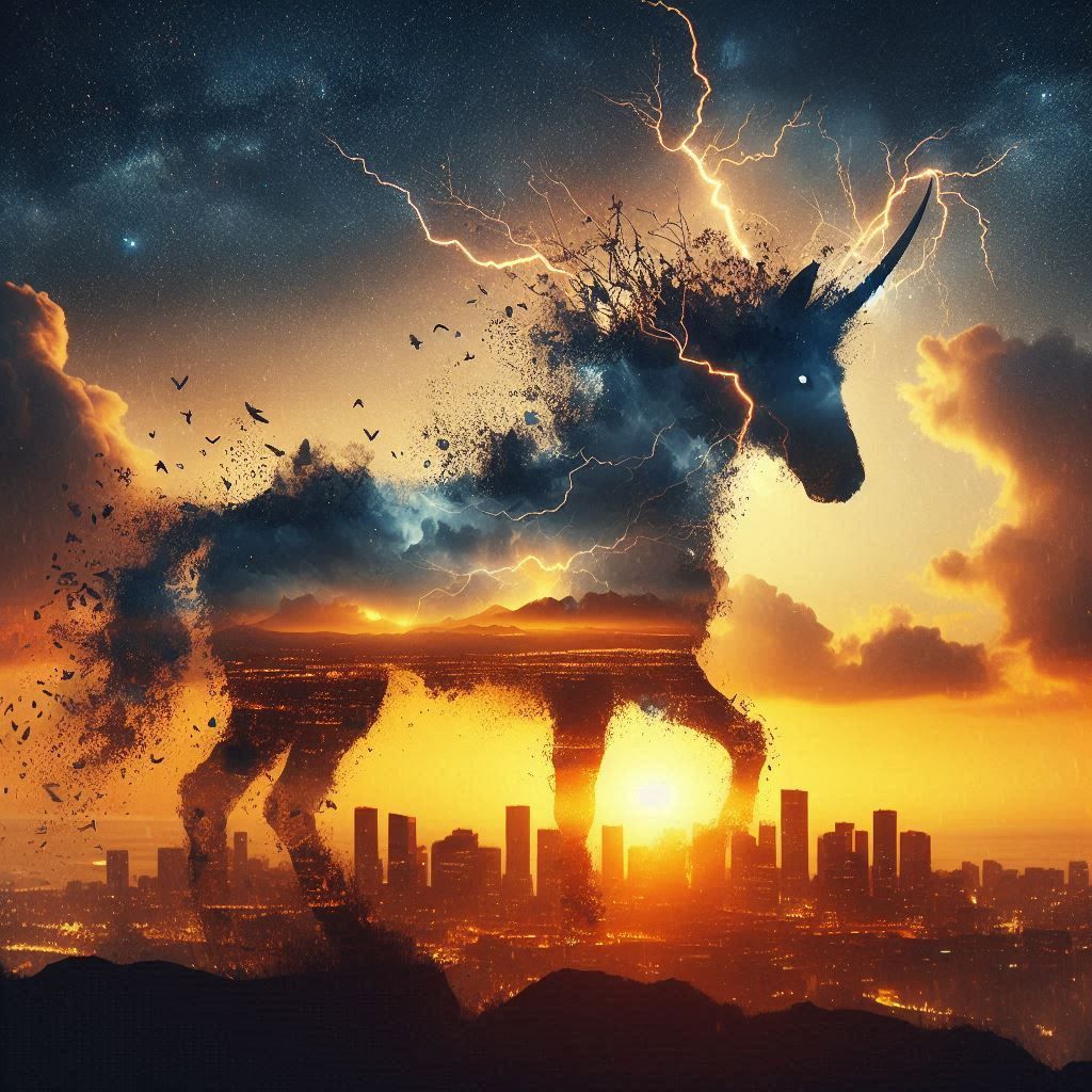 double exposure beautiful fantasy DALL-E 3 portrait landscape..