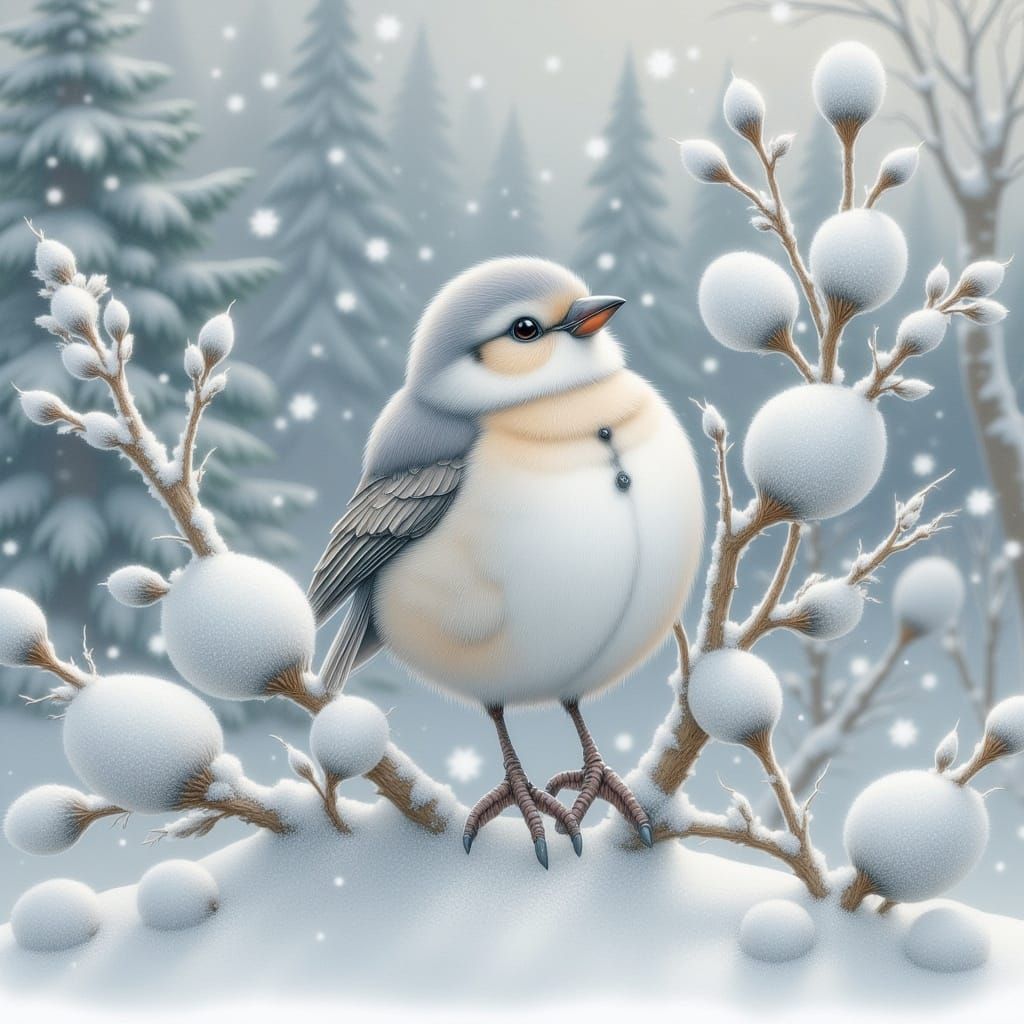  <lora:Winter Forrest:1.0> Bird