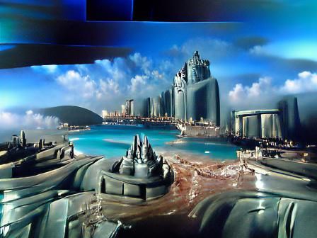 atlantis city Futuristic matte painting