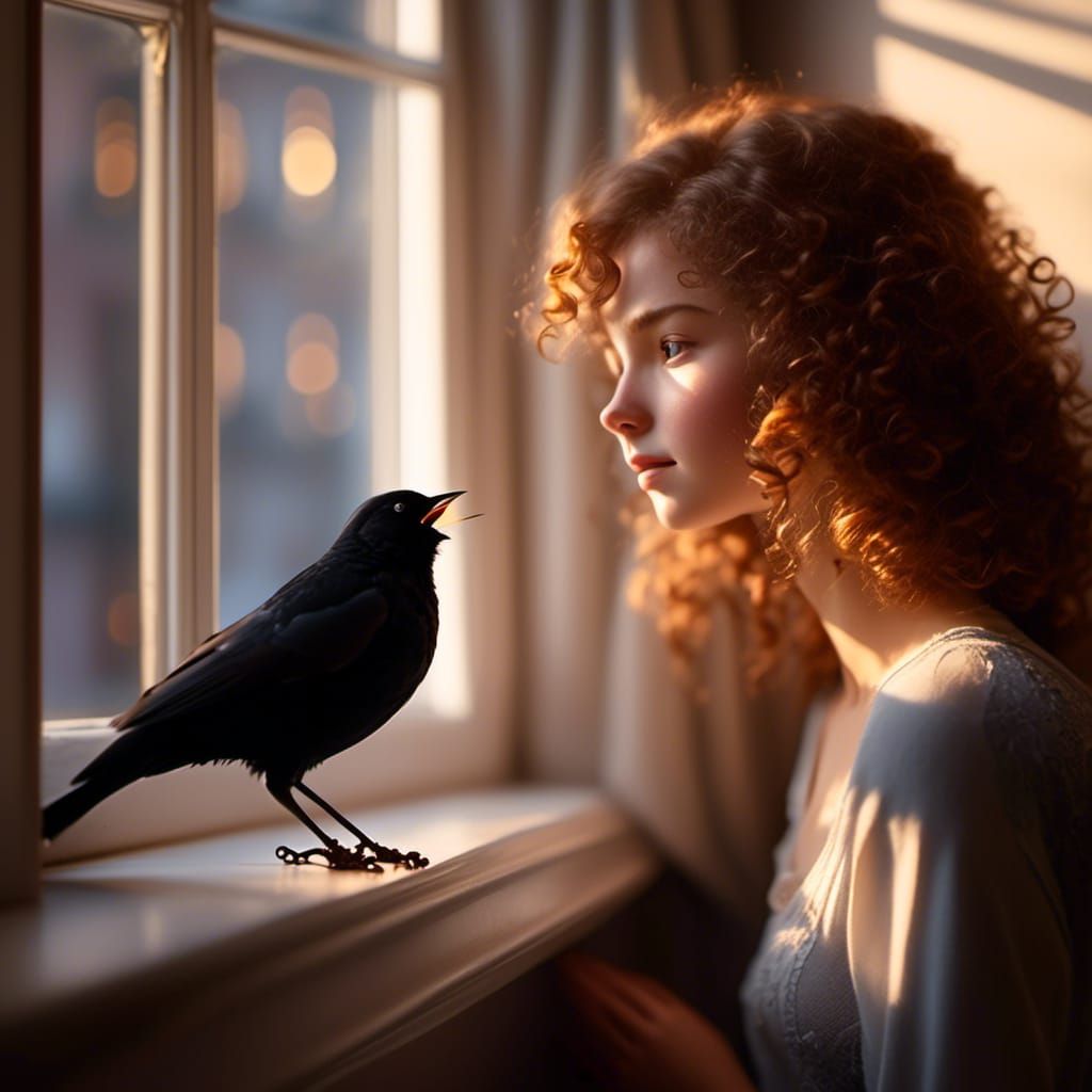 Blackbird sings at dawn 12b