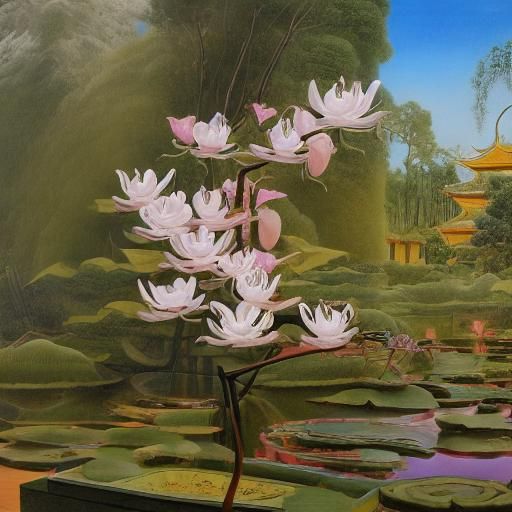 Orchids and Snow Lotus in Chinese Painting Style