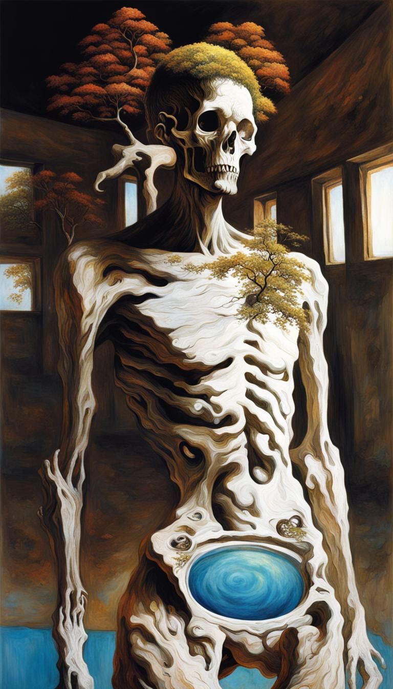 liminal space zombie bonsai tree Zdzisław Beksiński surreali...