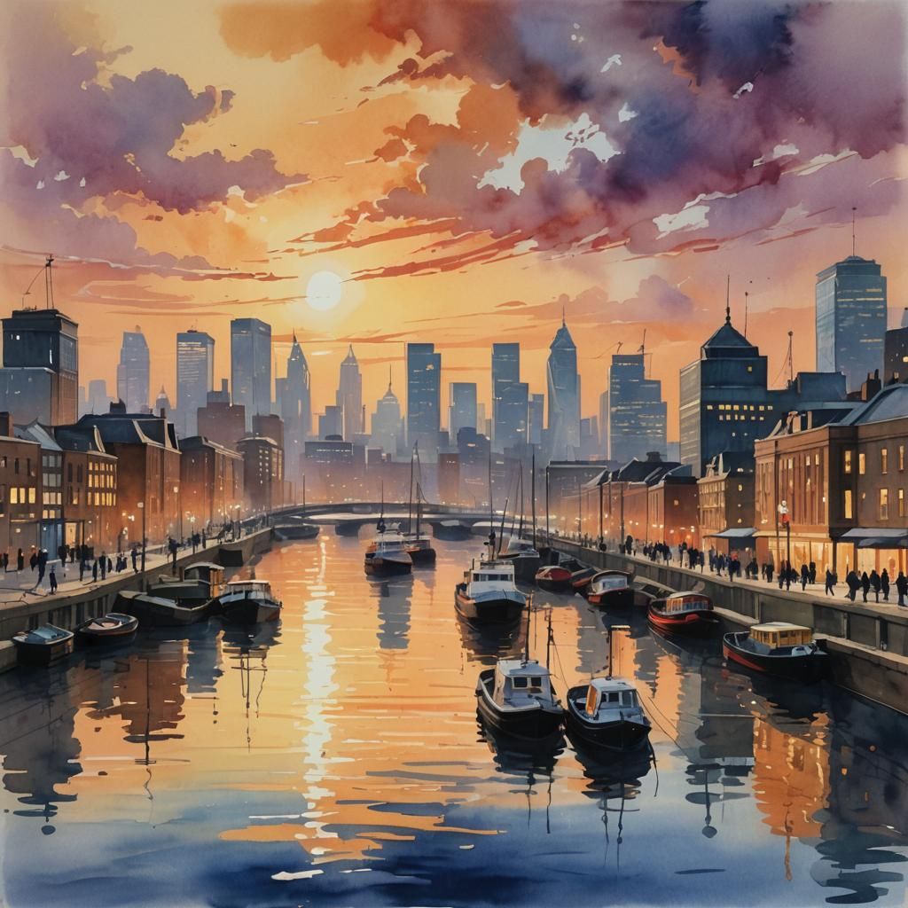 A romantic interpretation of London's Docklands at dusk.   by @undefined