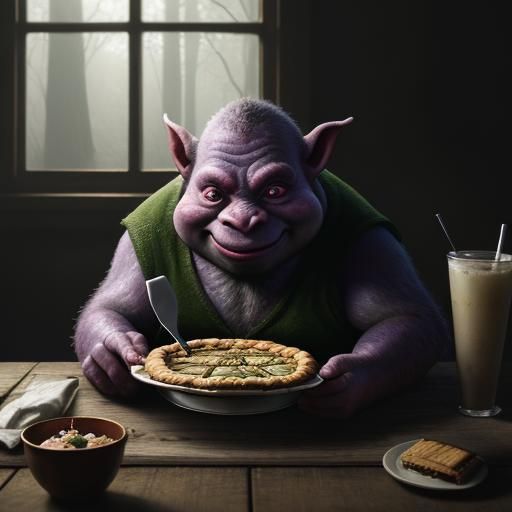 Goblin enjoying pie