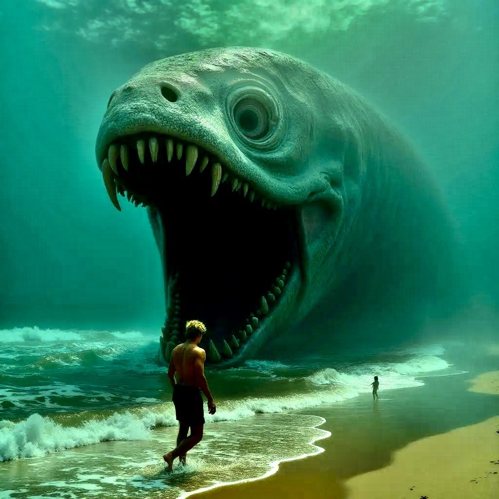 Terrifying underwater bad dream horror portrait of the levia...