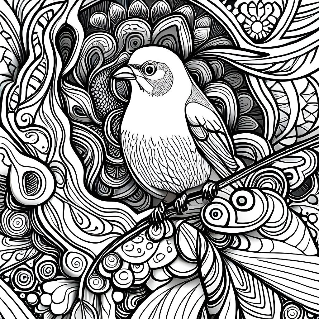 Bird Colouring Book Page - AI Generated Artwork - NightCafe Creator