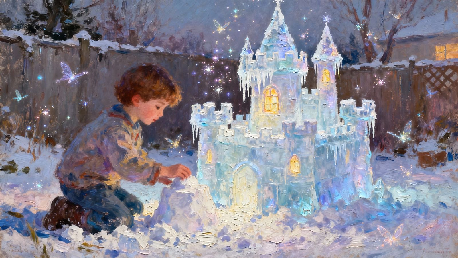 textured oil painting with visible brush strokes of magic. A child's imagination takes flight as they ...  by @keith