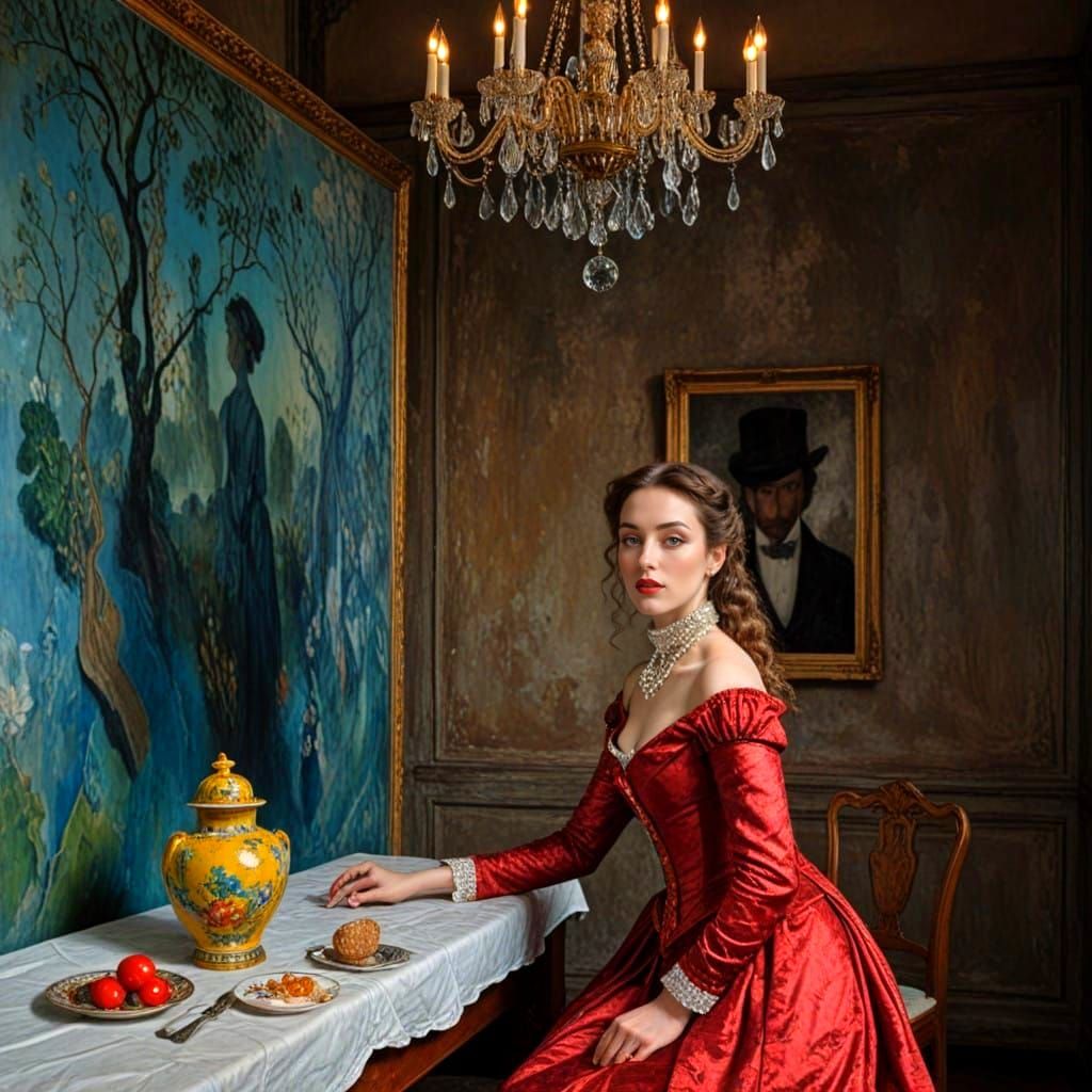 Sophisticated Ladies in Vibrant Surreal Landscape