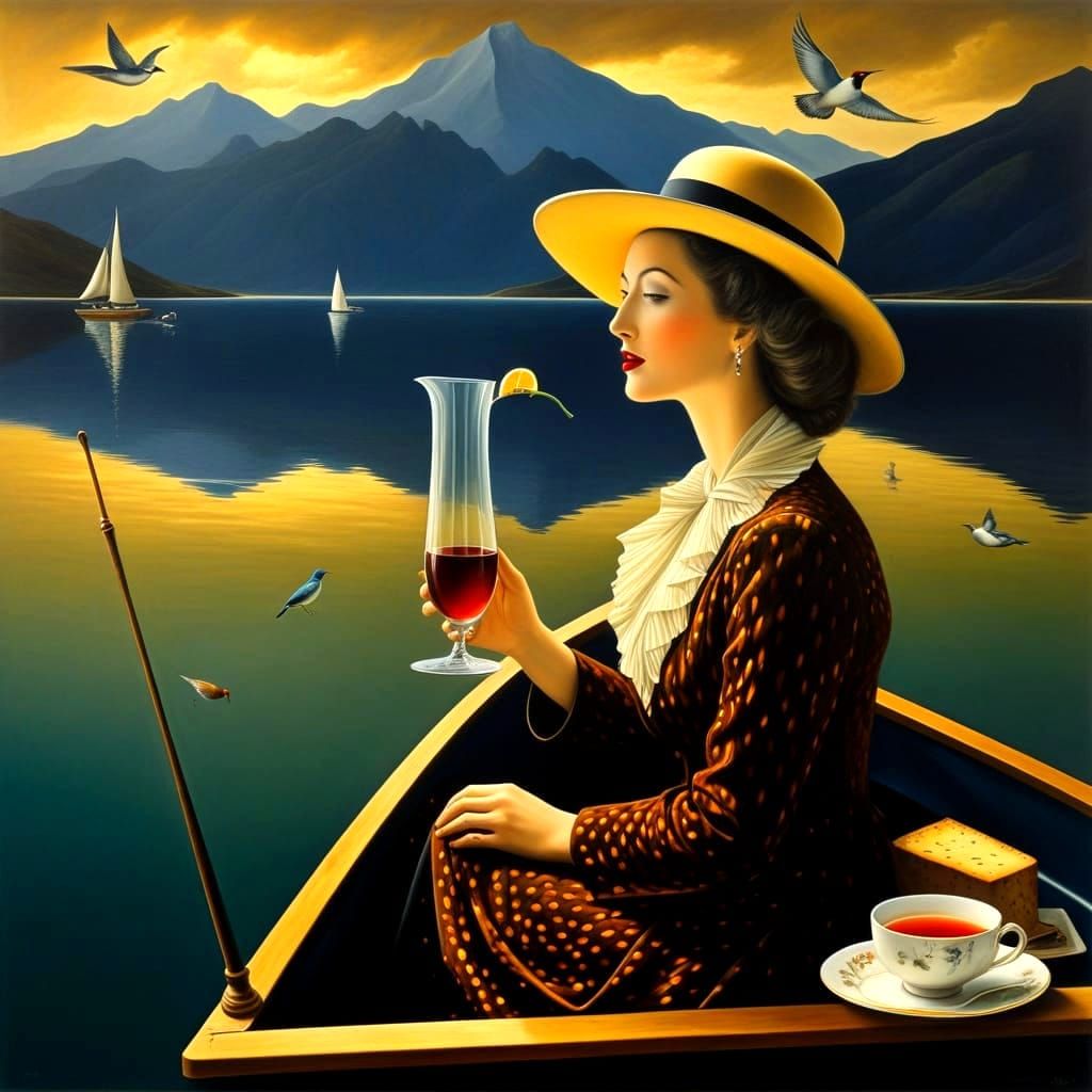 Ethereal Lady in Whimsical Surrealistic Wonderland