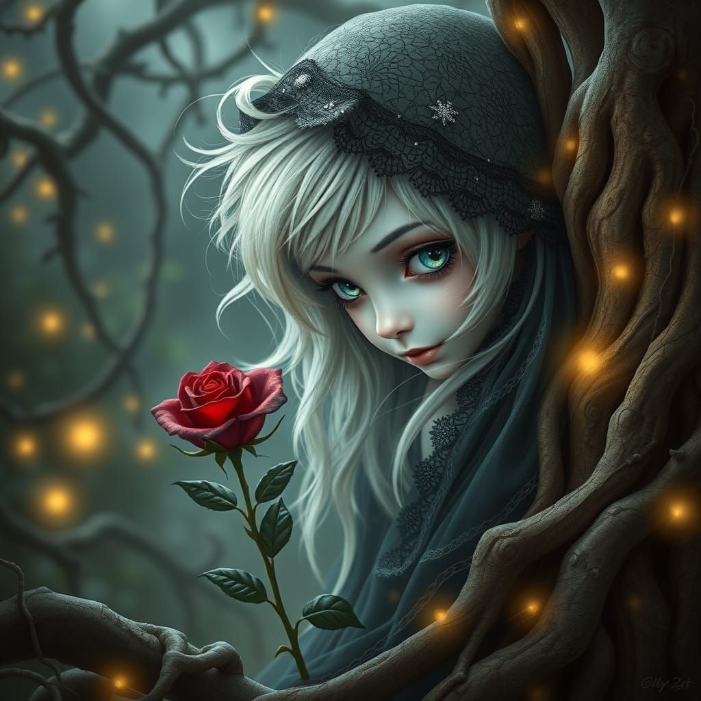 Gothic Pixie Peeks from Mystical Garden