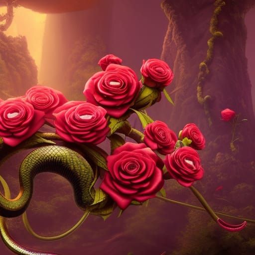 Snakes And Roses - AI Generated Artwork - NightCafe Creator