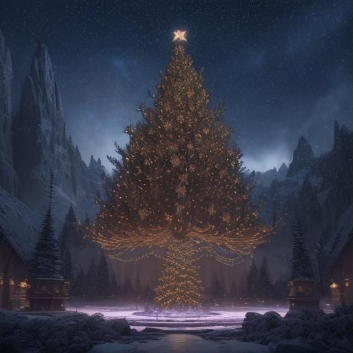 🌟 A majestic Christmas tree adorned with shimmering ornamen...