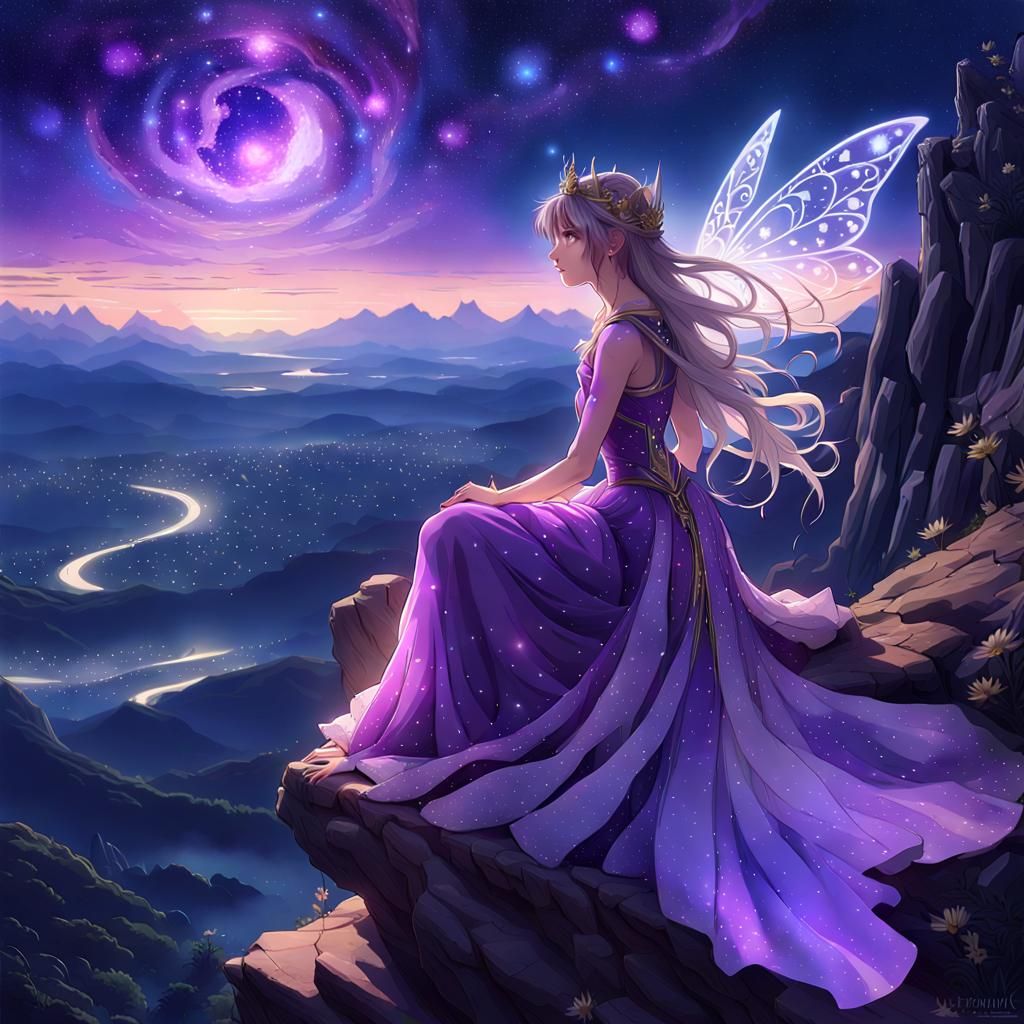beautiful fairy Queen on a cliff