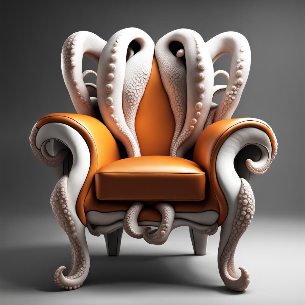 An elegant armchair made of an octopus, a visually fascinating work of ...