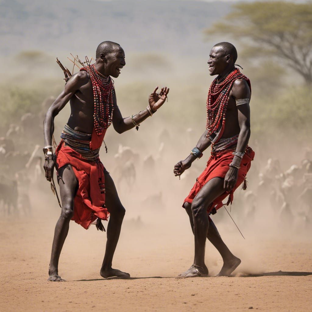 Masai males dancing  by @Harry Mudd