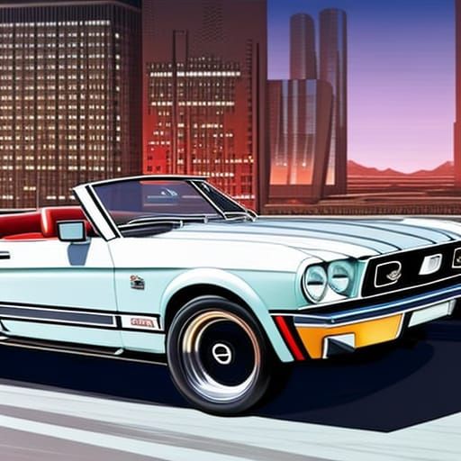 Ford Mustang convertible in a city driving. - AI Generated Artwork ...