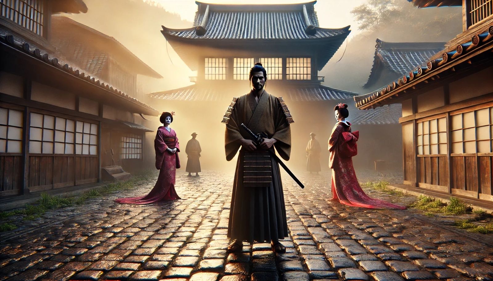 Samurai with Geisha girls