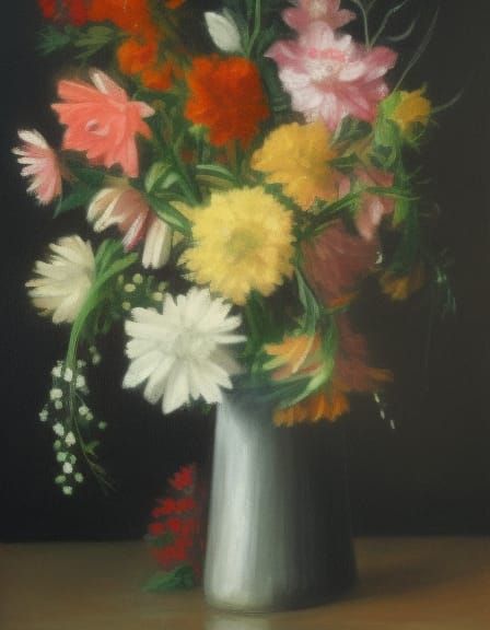 Flowers in a vase, DDIM, 50% prompt weight
