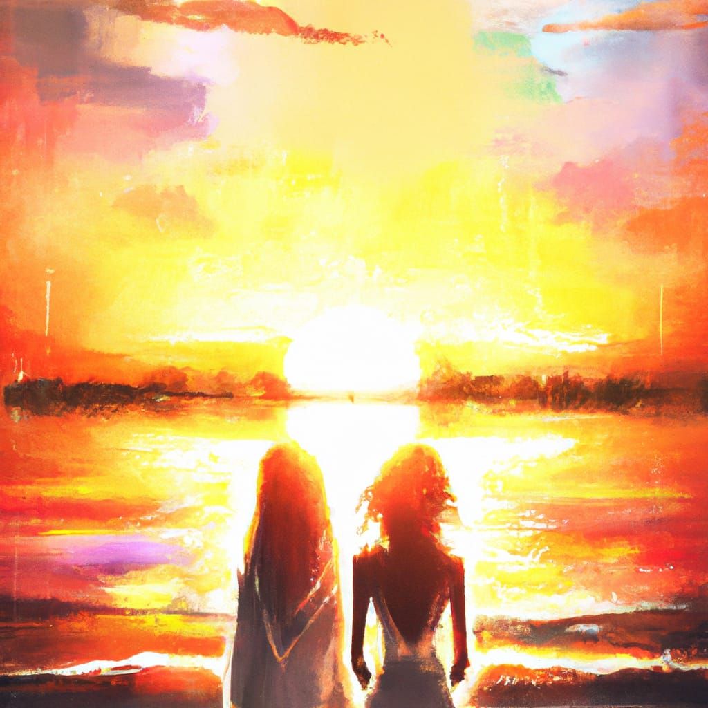 Summer sunset with friend