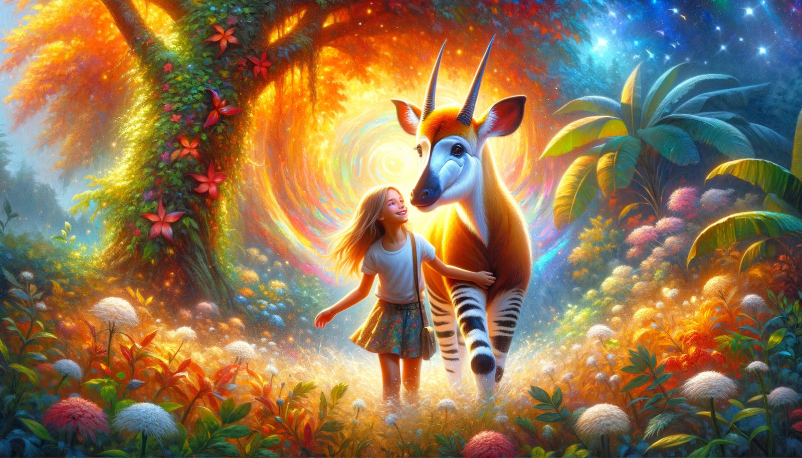 a happy girl and her Antilope