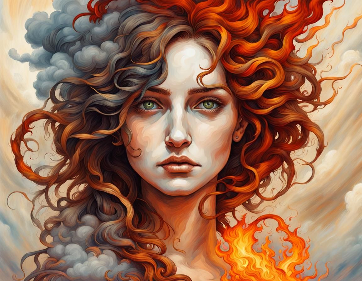 Beautiful goddess , crosshatching, burnishing, acrylic paint...