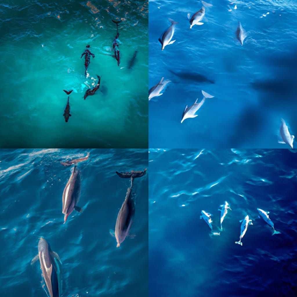 Birds eye view of Dolphins in the Ocean - AI Generated Artwork ...