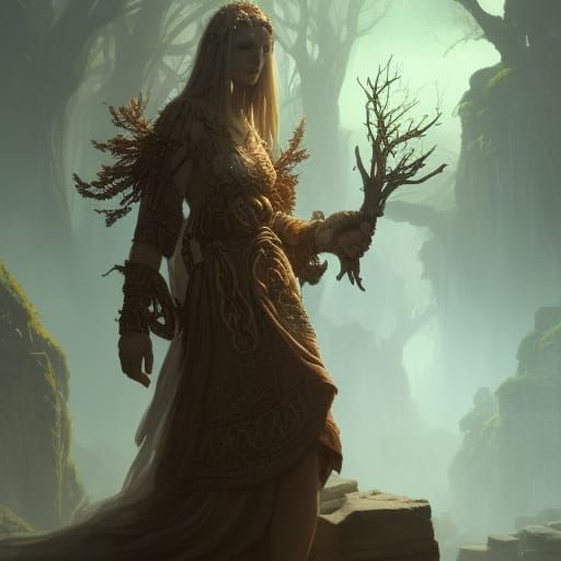 Intricate ancient druid priest