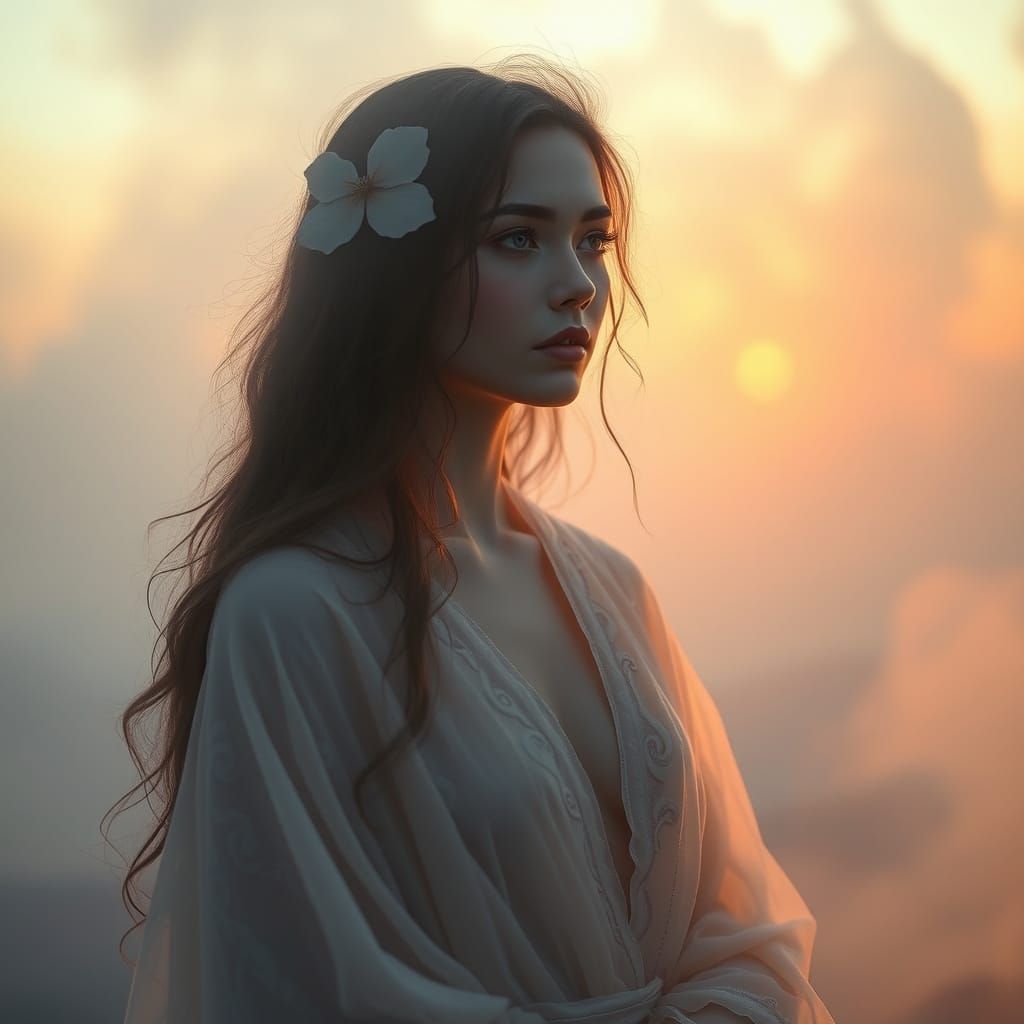 Dreamy Portrait of a Woman in Enchanted Twilight