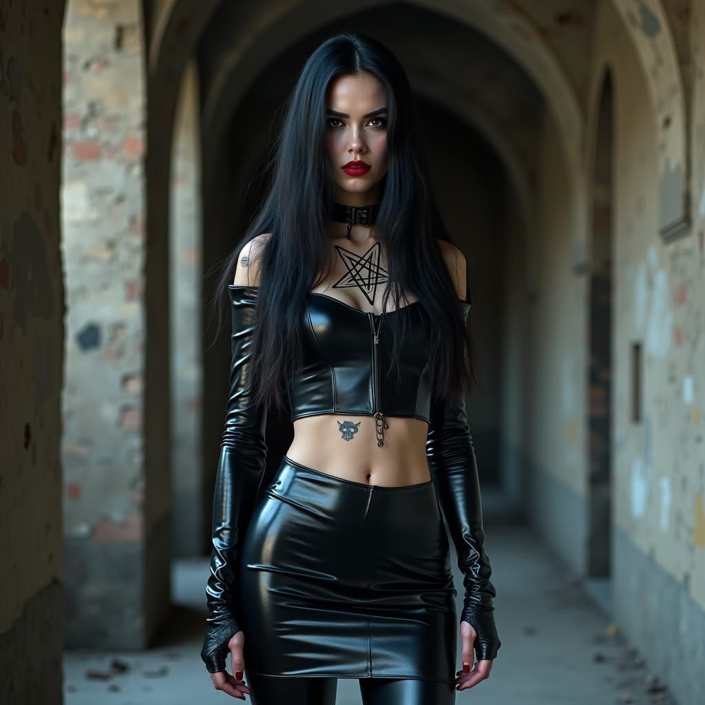 Mysterious woman in leather dress # 3
