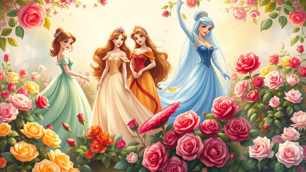 Disney Princesses Celebrate Seasons in Rose Garden