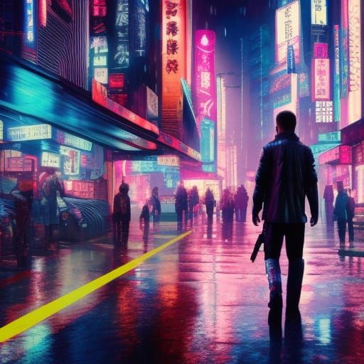 Bladerunner manga alley future city intricate detail rain 8k resolution ...