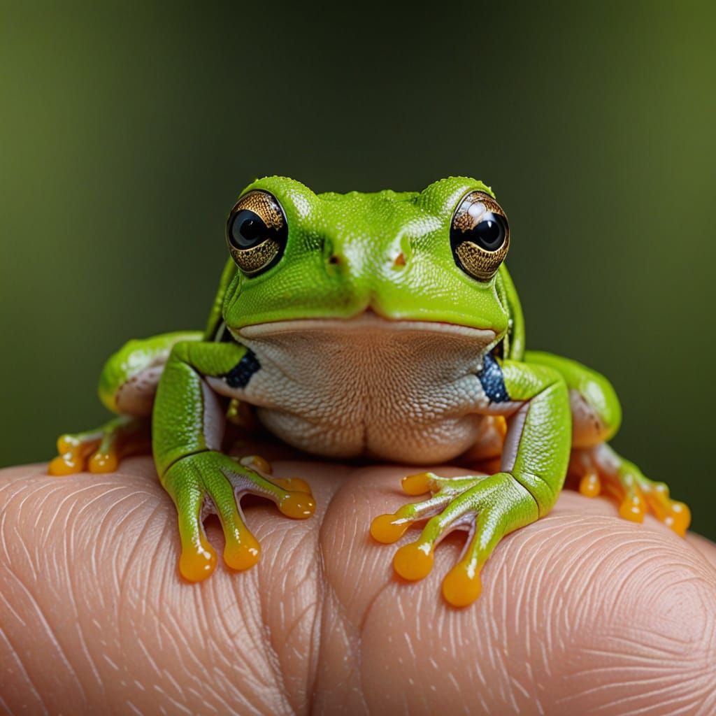 Lil Frog on a Finger  by @Lotus