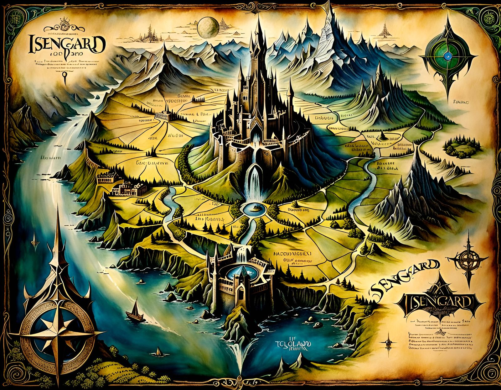 Map of "Isengard" middle-earth Fortress  by @Sharonjoy