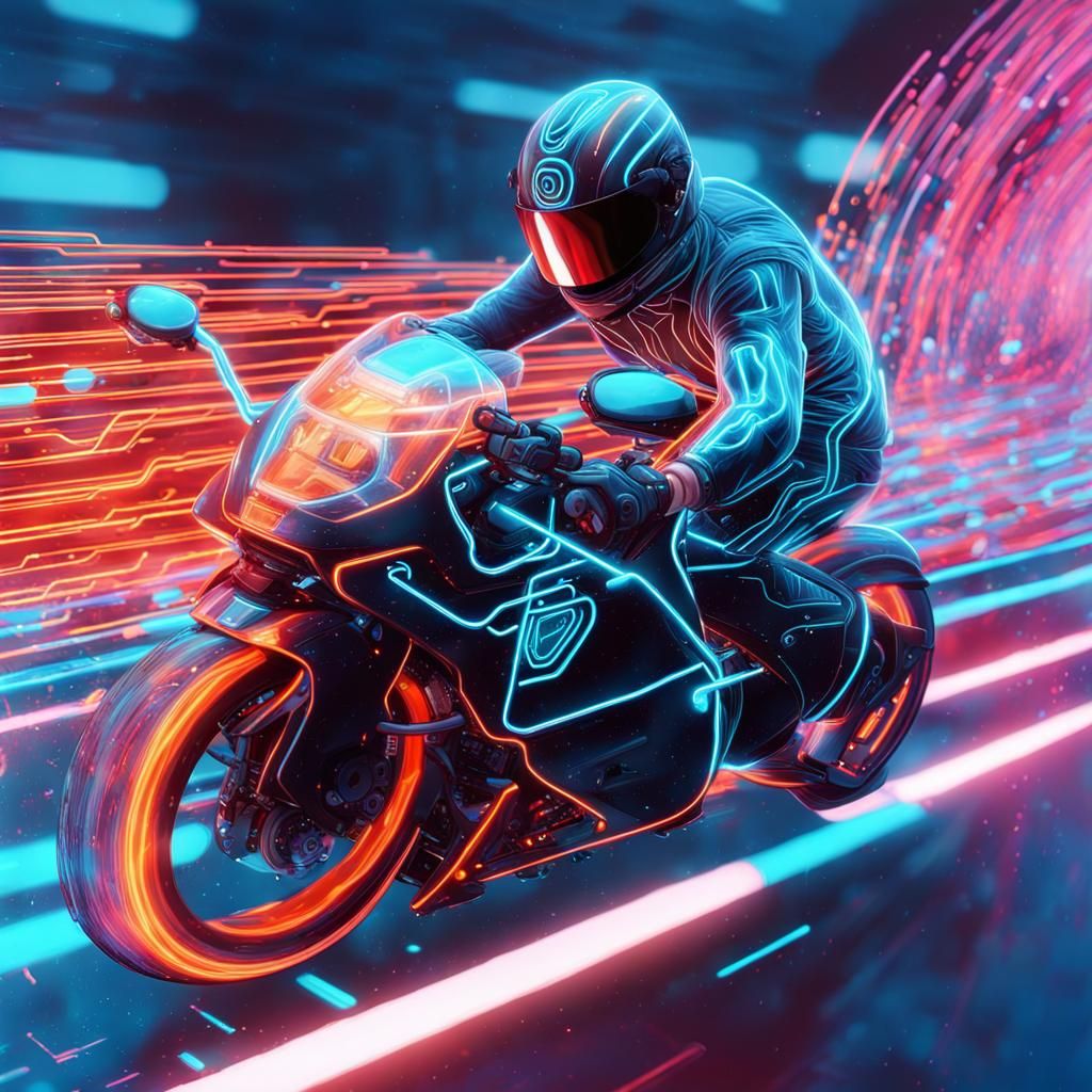 Tron inspired : Neon rider - AI Generated Artwork - NightCafe Creator