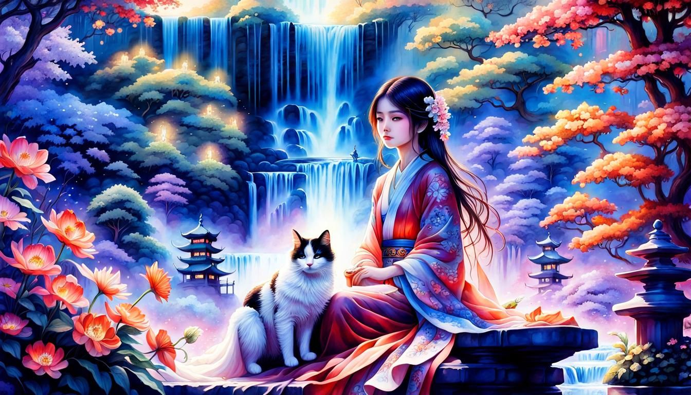 A GIRL & HER CAT
