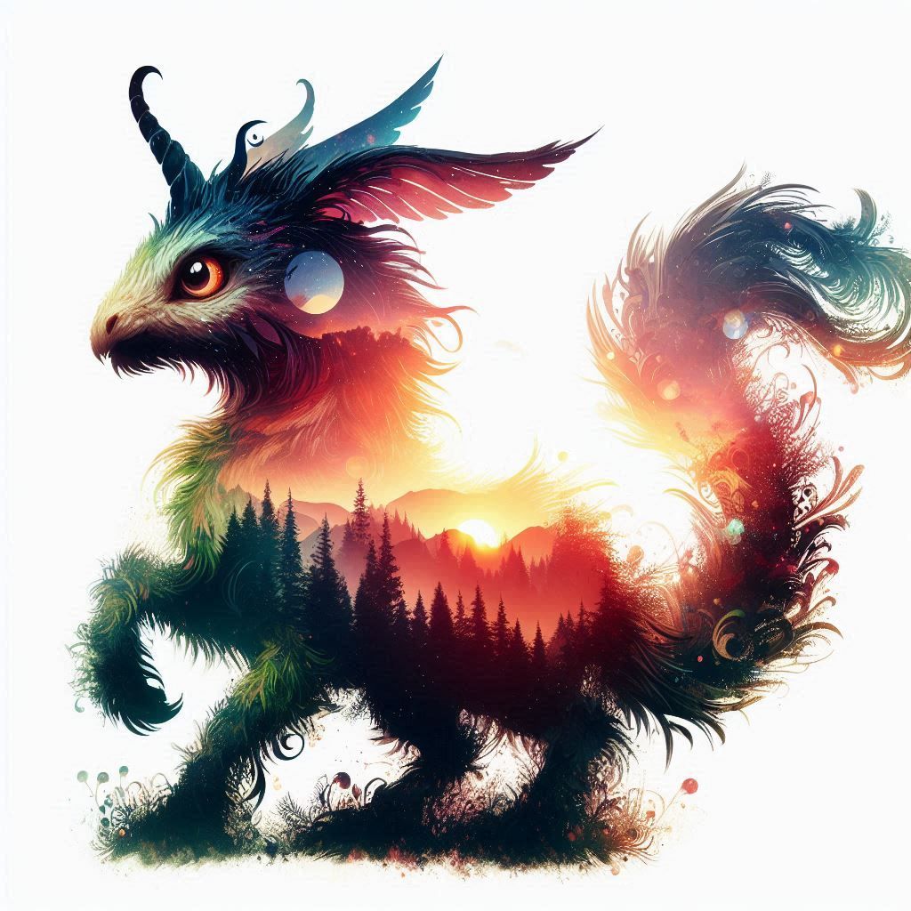 double exposure beautiful fantasy portrait landscape..