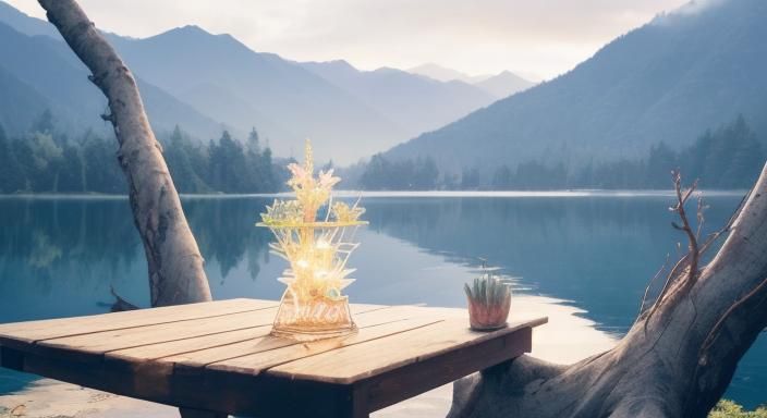 a HDRI photograph, 


In a surreal realm 🌈🌳 of harmonious ...