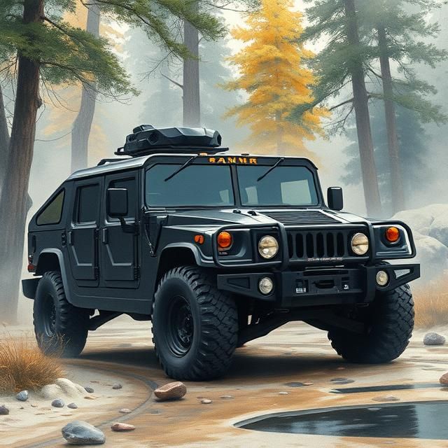 BLACK MILITARY HUMMER H3.