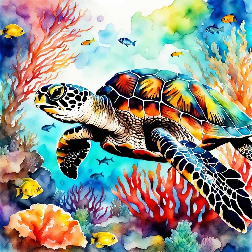 Colorful Sea Turtles