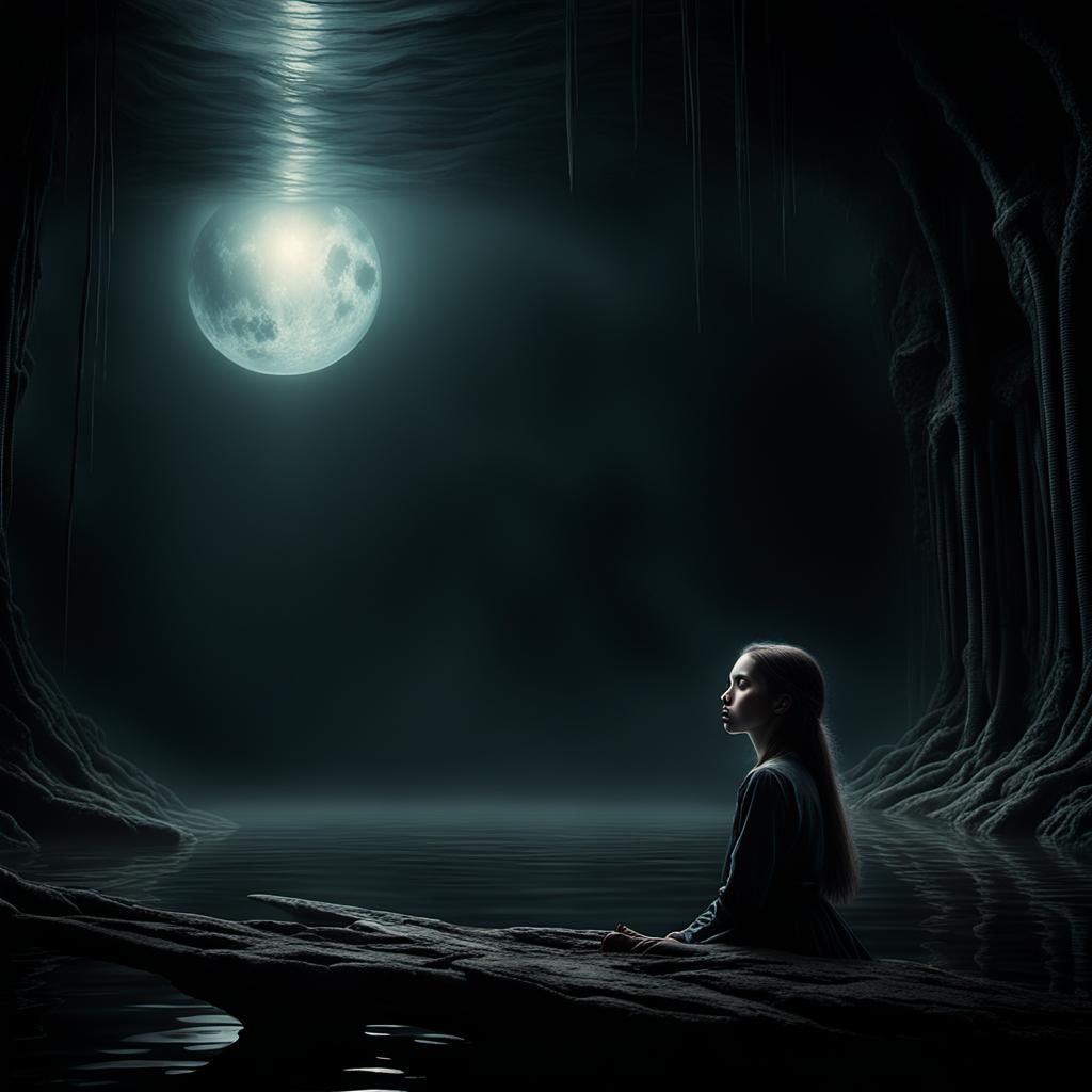 Ethereal Girl in Desolate Twilight