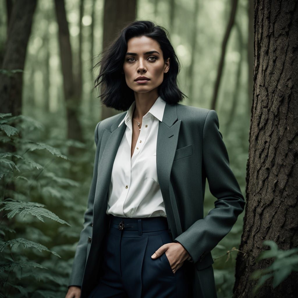 Serene Forest Goddess in Elegant Attire